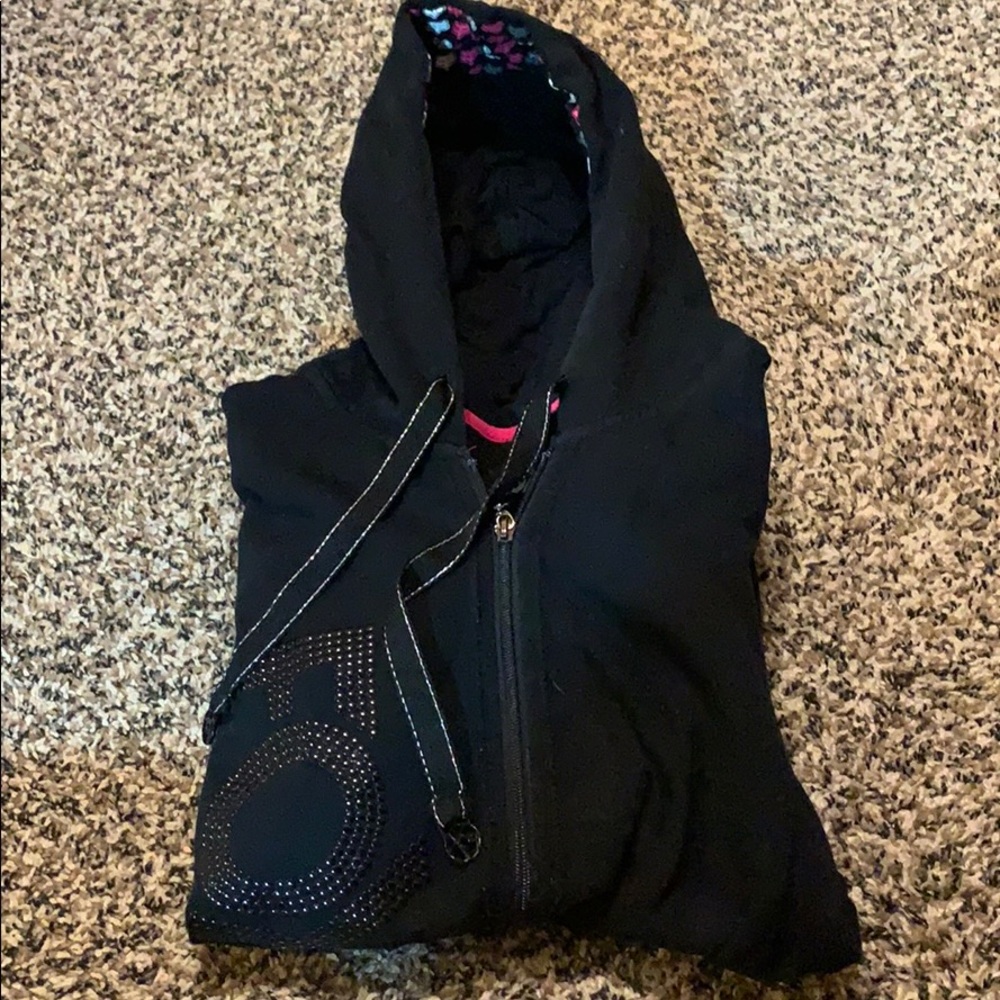 Pink/Black Fox Zip Sweatshirt